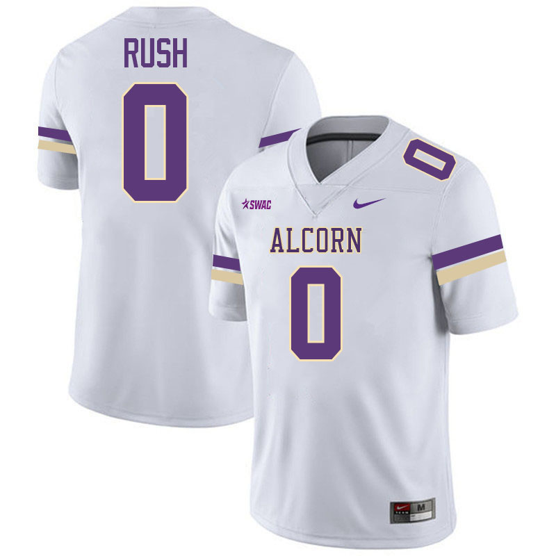 Alcorn State Braves #0 Jarvis Rush College Football Jerseys,Uniforms Stitched-White